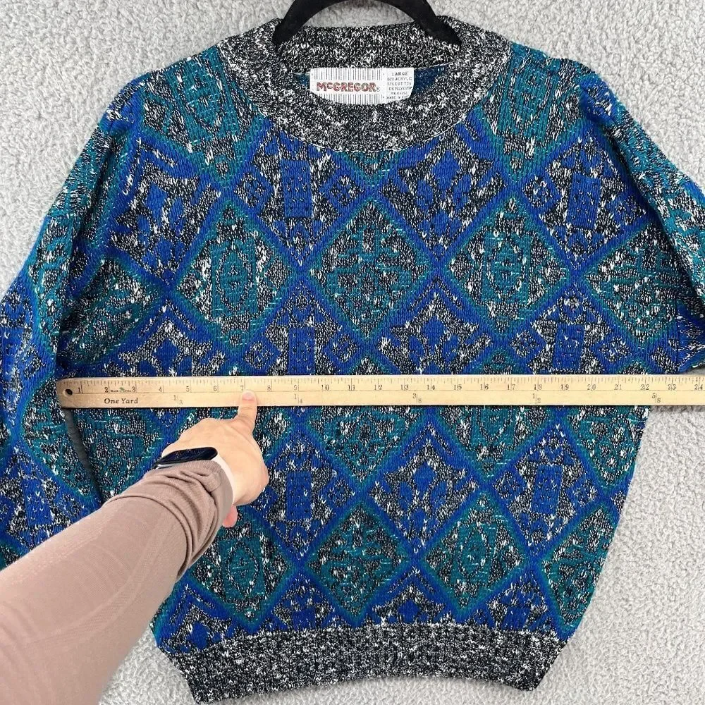 Vintage 1980s McGregor Multicolored Dad Grandpa Crewneck Sweater Large Geometric